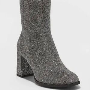 A New Day Silver 9.5 Boots Sparkle Party Holiday